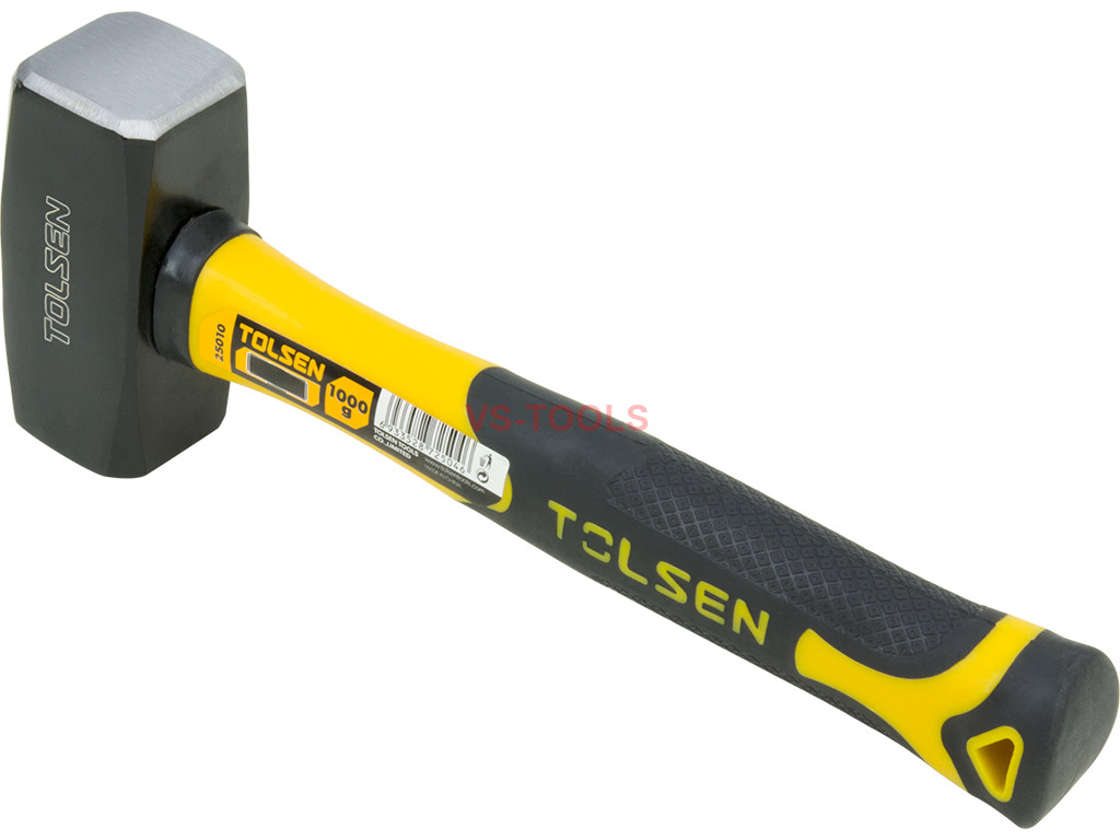 1KG 40oz Sledge Stoning Hammer Fiberglass Shaft Handle Rubber
